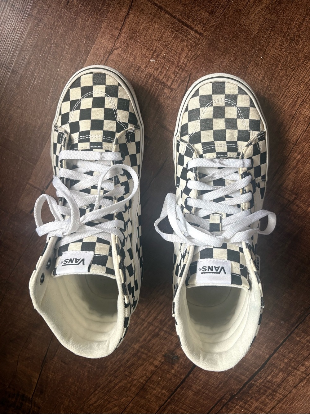 Vans Women’s Sz 8.5 Sk8-Hi Tapered Checkerboard high-top sneakers NEED CLEANING - Picture 3 of 10